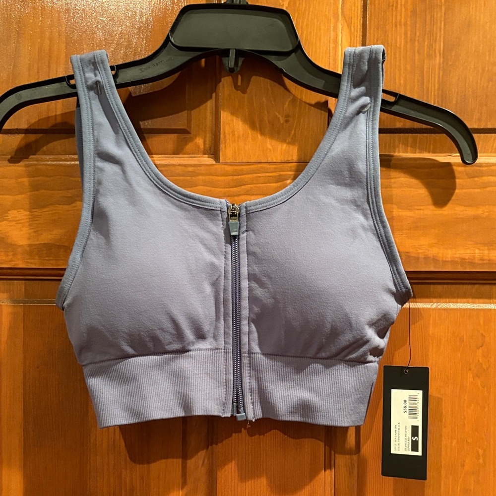 Women's Zip-Front Sports Bra - Purple